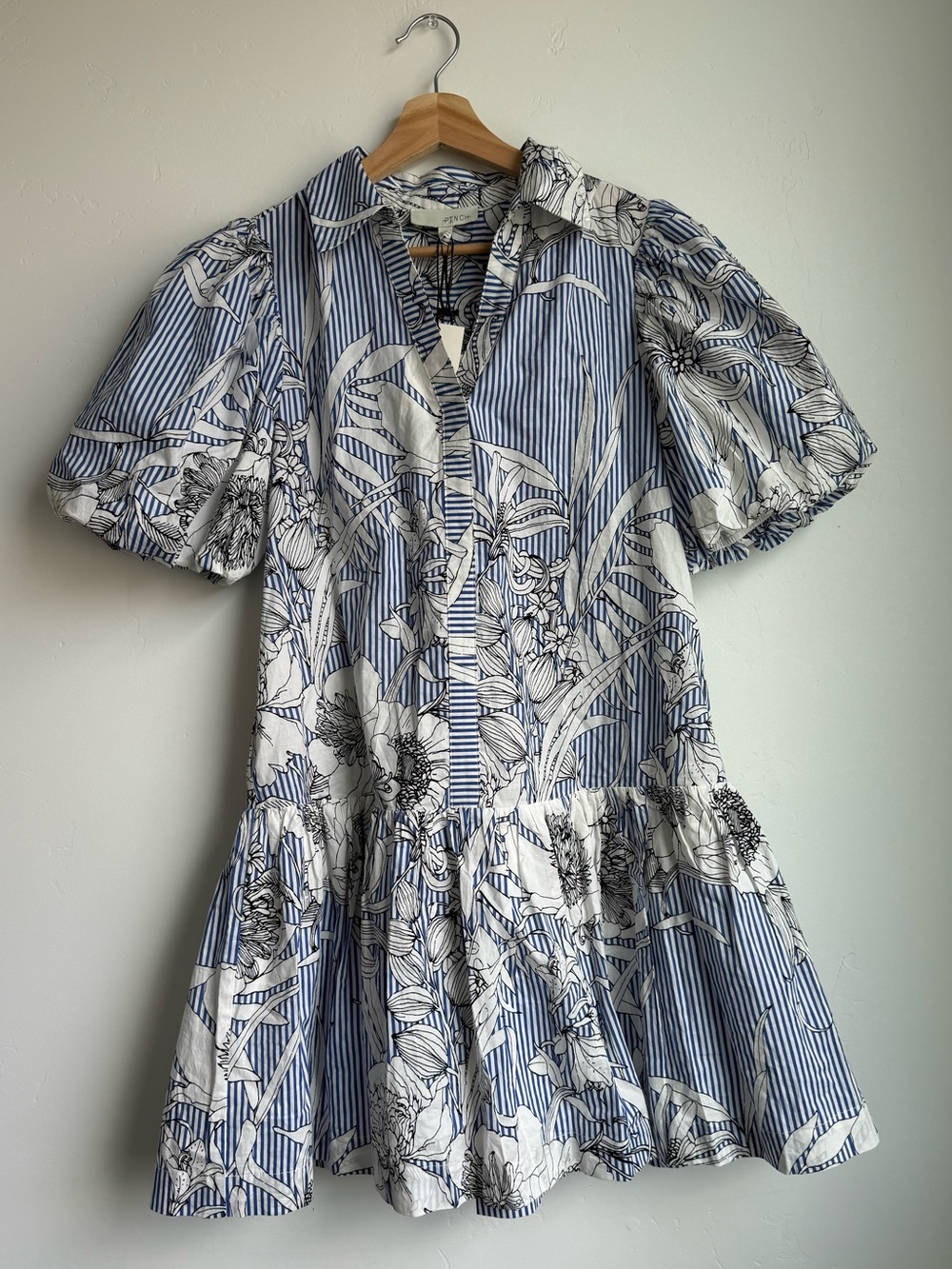 NWT Abigail Floral Striped Mini Pinch Dress Size L